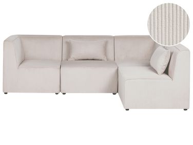 Canapé d'angle modulable 4 places LEMVIG Velours côtelé Beige Côté gauche