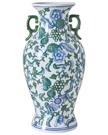 Bloemenvaas SEGOWIA Porselein 47 cm Wit/blauw