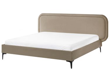 Bed Fluweel SUZETTE 160 x 200 cm Beige