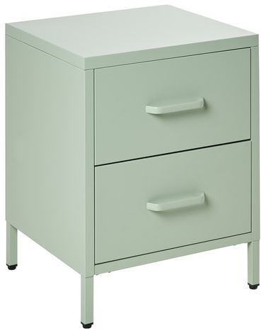 2 Drawer Bedside Table MALAVI Metal Mint Green