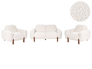 Living Room Set 4 Seater ODNES Boucle White