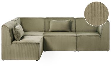 Canapé d'angle modulable 4 places LEMVIG Velours côtelé Vert Côté droit