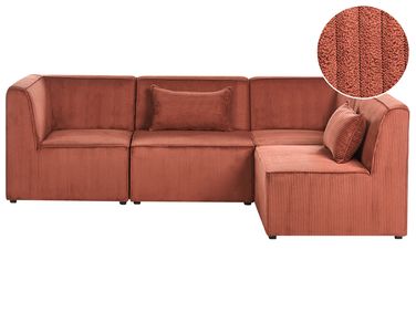 Canapé d'angle modulable 4 places LEMVIG Velours côtelé Marron doré Côté gauche