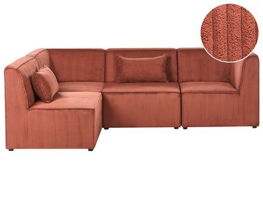 Canapé d'angle modulable 4 places LEMVIG Velours côtelé Marron doré Côté droit