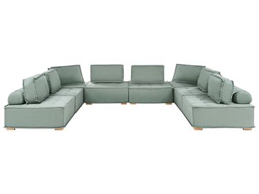 Canapé modulable en forme de U 8 places TIBRO Tissu Vert clair
