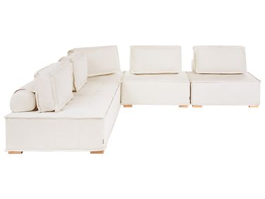 Canapé d'angle modulable 5 places TIBRO Tissu Blanc cassé Côté droit