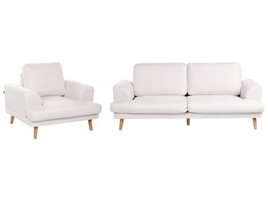Living Room Set 4 Seater KILDAL Fabric Light Beige