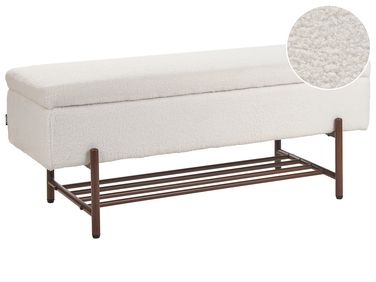 Banc à chaussures VAIL Bouclé Blanc cassé avec rangement