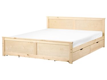 Bed met 4 lades Dennenhout DAUPHIN 180 x 200 cm Lichtbruin