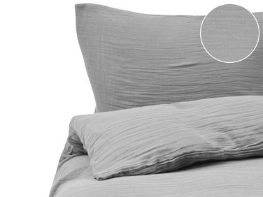 Ensemble de housses de couette SUMNER Mousseline de coton 150 x 200 cm Gris clair