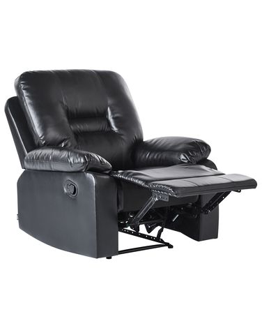 Fauteuil inclinable BERGEN Repose-pieds inclus Cuir PU Noir