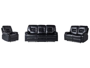 Ensemble de salon relax manuel 6 places BERGEN Cuir PU Noir