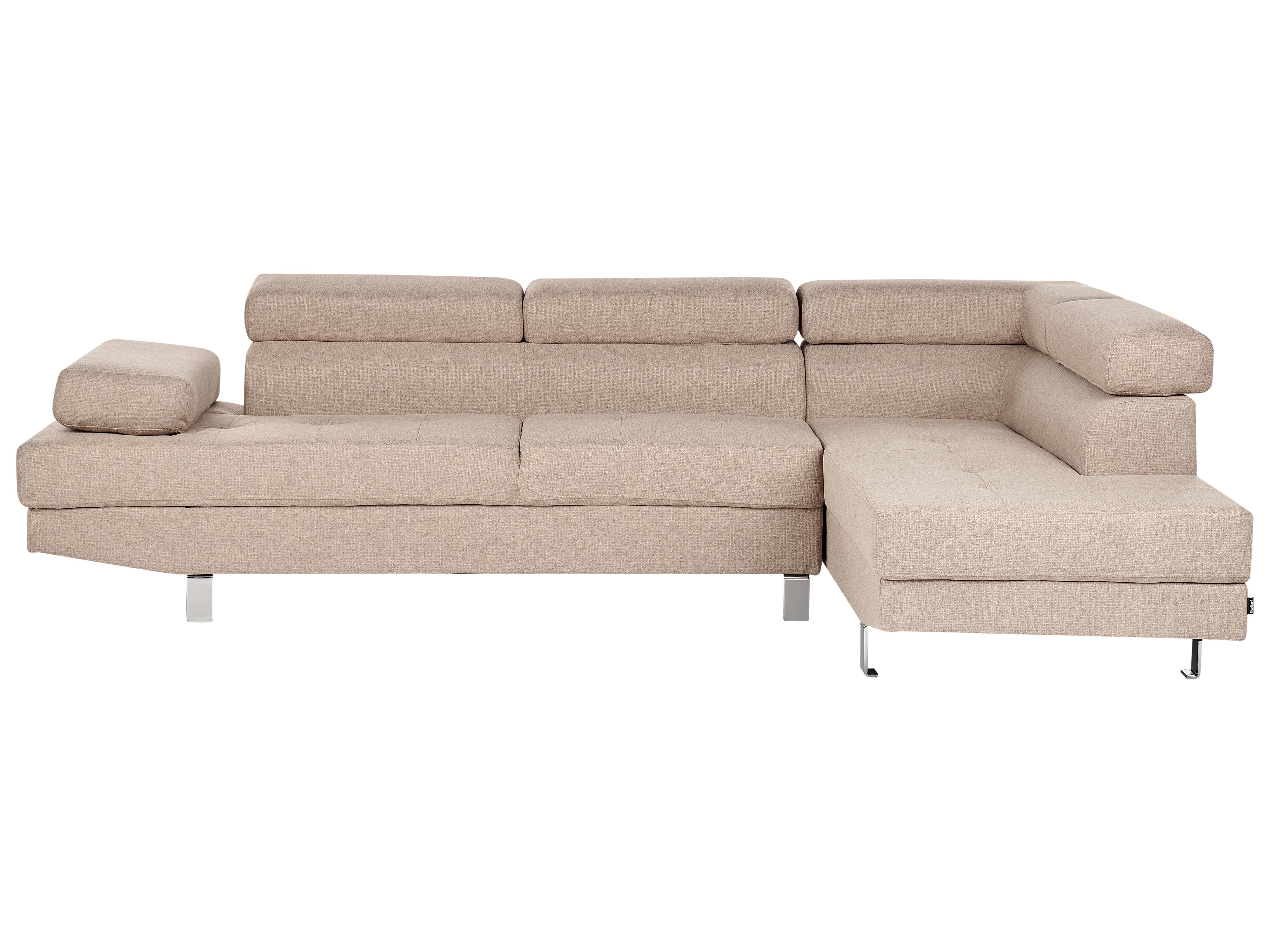 Canapé d'angle 5 places NORREA Tissu Beige Côté gauche