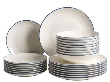 24-delige serviesset CUMIN Porselein Gebroken wit/blauw