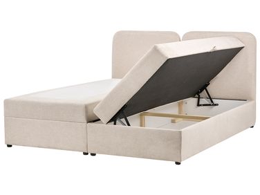 Boxspring met opbergruimte Stof CHANCELLOR 180 x 200 cm Lichtbeige