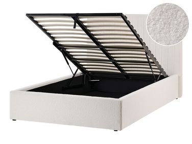 Bed met opbergruimte Bouclé VION 120 x 200 cm Gebroken wit