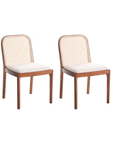 Set van 2 eetkamerstoelen EDINA Stof Bruin/beige