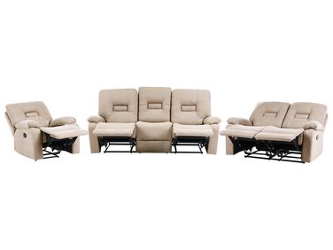 Ensemble de salon relax manuel 6 places BERGEN Tissu Beige