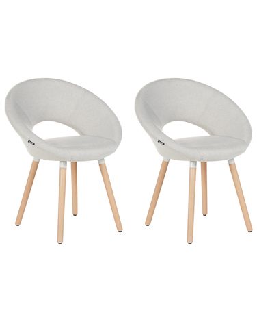 Set van 2 eetkamerstoelen ROSLYN Stof Lichtgrijs