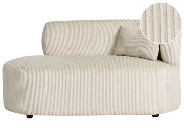 Chaise longue côté droit VANVEY Velours côtelé Beige clair