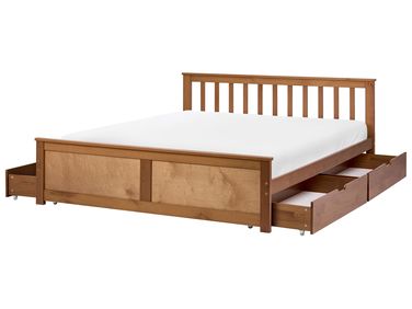 Bed met 4 lades Dennenhout OLENDON 140 x 200 cm Bruin