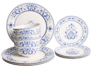 12-delige serviesset GALANGAL Porselein Wit/blauw
