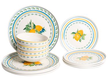 12-delige serviesset TARRAGON Porselein Wit/groen