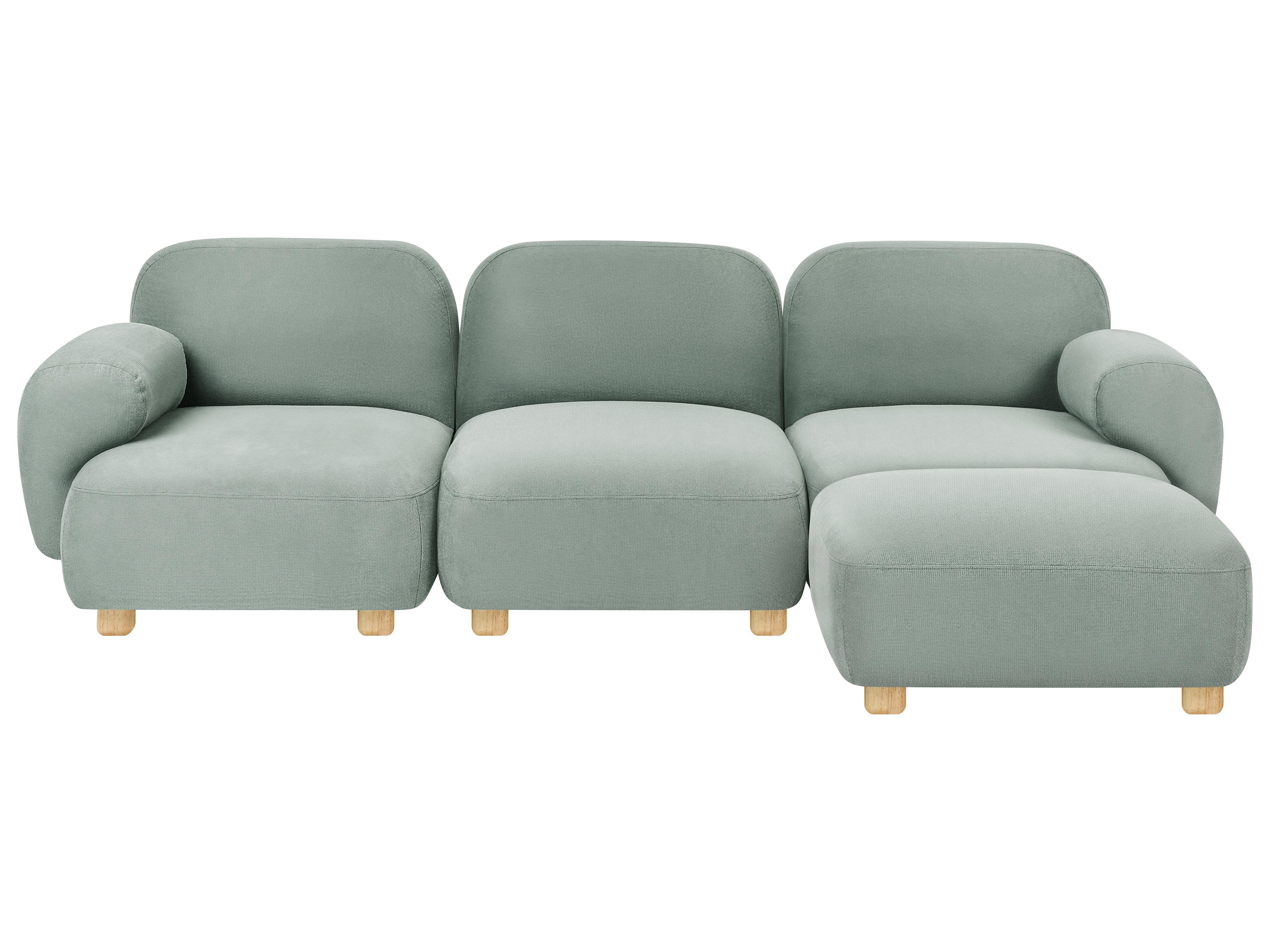 Canapé modulable 3 places AMLI Tissu Vert clair avec ottoman