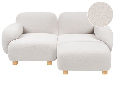 Canapé modulable 2 places AMLI Bouclé Blanc cassé avec ottoman