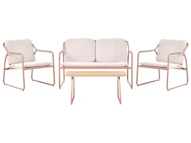 Ensemble de salon de jardin avec table 4 places CALASCIO Métal Beige clair