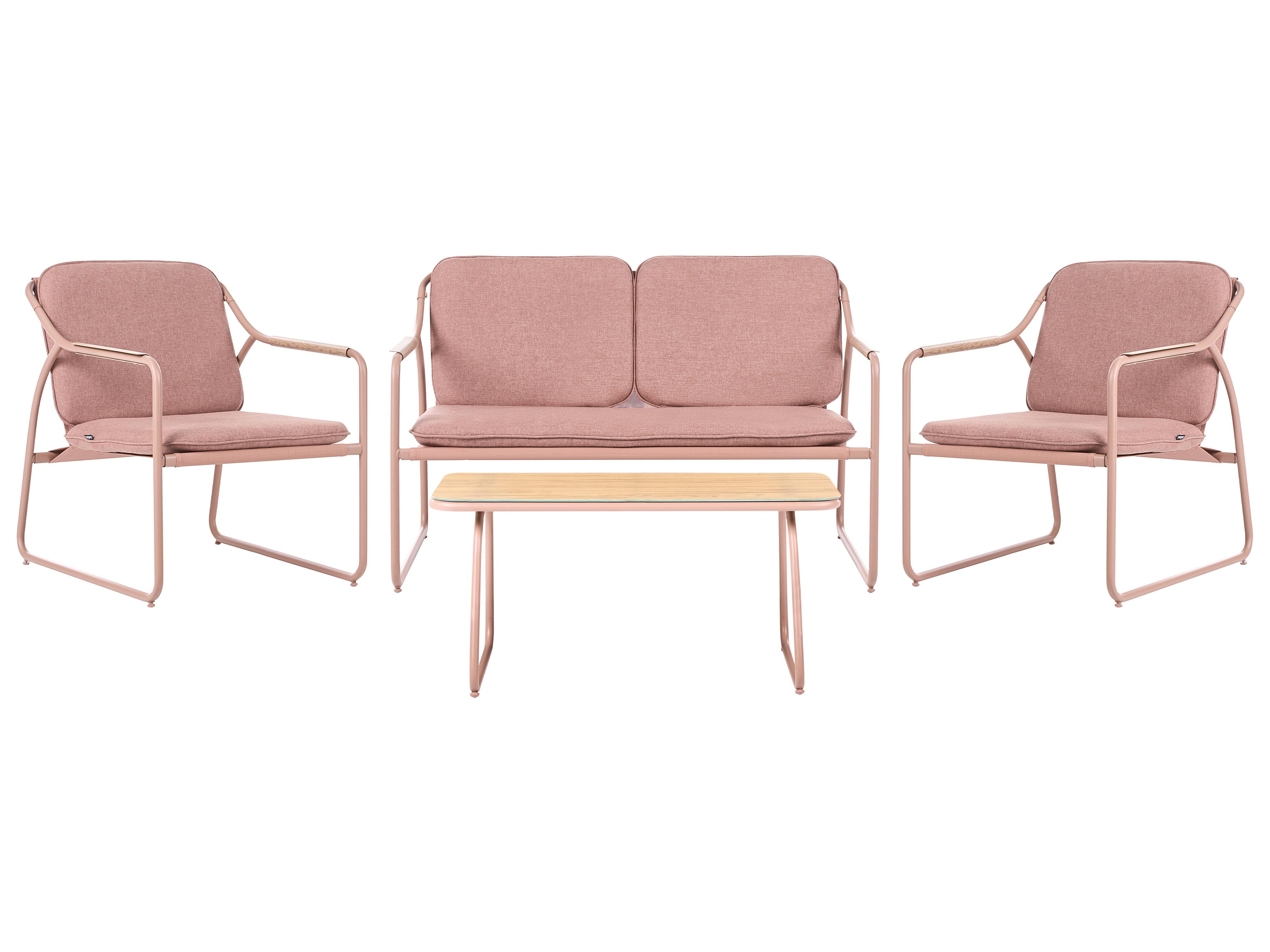 Ensemble de salon de jardin avec table 4 places CALASCIO Métal Marron