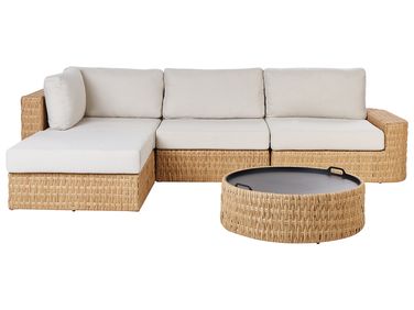 Ensemble de canapés d'angle de jardin 4 places OLIVERI Côté droit Polyrotin Beige