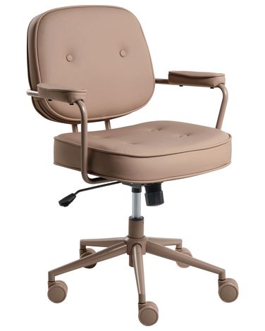 Chaise de bureau PARAMUS Cuir PU Marron clair