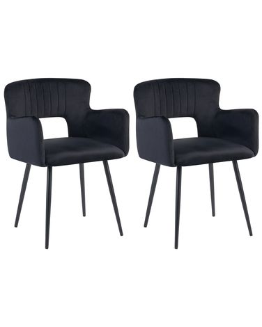 Set van 2 eetkamerstoelen SANILAC Fluweel Zwart