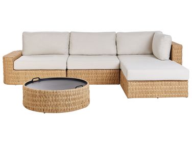 Ensemble de canapés d'angle de jardin 4 places OLIVERI Côté gauche Polyrotin Beige