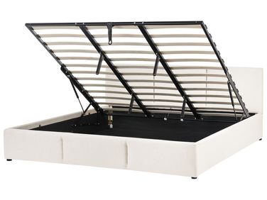 Bed met opbergruimte Stof BOUSSE 180 x 200 cm Gebroken wit
