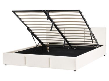 Bed met opbergruimte Stof BOUSSE 160 x 200 cm Gebroken wit