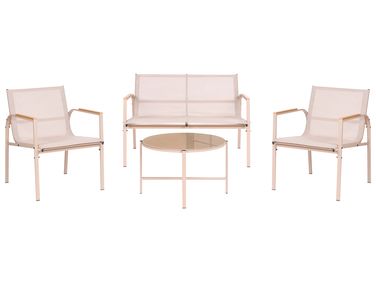 Ensemble de salon de jardin avec table 4 places LEDRO Métal Beige