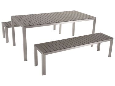 Salle à manger de jardin avec bancs 6 places NARDO Gris