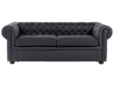 Sofa 3 Seater CHESTERFIELD Leather Black