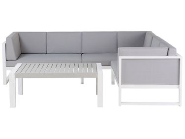 Garden Corner Sofa with Table 6 Seater CASTELLA Left Hand Metal Grey
