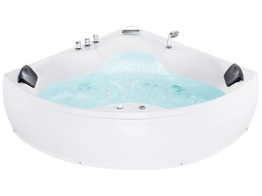 Baignoire d'angle à remous avec LED SENADO 205 x 150 cm Blanc