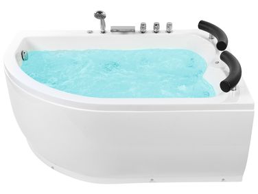 Baignoire d'angle à remous avec LED PARADISO Côté gauche 158 x 113 cm Blanc