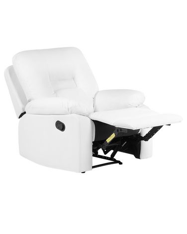 Fauteuil inclinable BERGEN Repose-pieds inclus Cuir PU Blanc
