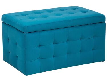 Pouf de rangement MICHIGAN Velours Bleu azur