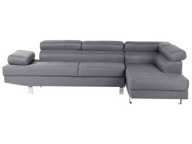 Corner Sofa 5 Seater NORREA Fabric Grey Left Hand