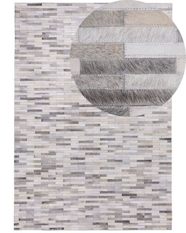 Rug AHILLI Grey 160 x 230 cm Leather