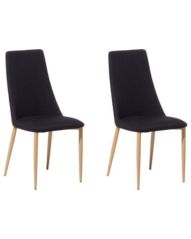 Set van 2 eetkamerstoelen CLAYTON Stof Zwart