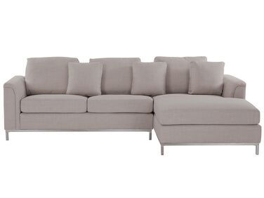 Canapé d'angle 4 places OSLO Tissu Beige Côté gauche