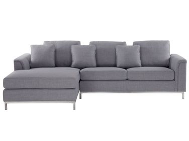 Canapé d'angle 4 places OSLO Tissu Gris clair Côté droit